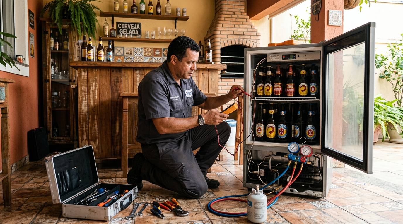 Recarga de gás refrigerante em cervejeira em atendimento em Londrina‑PR